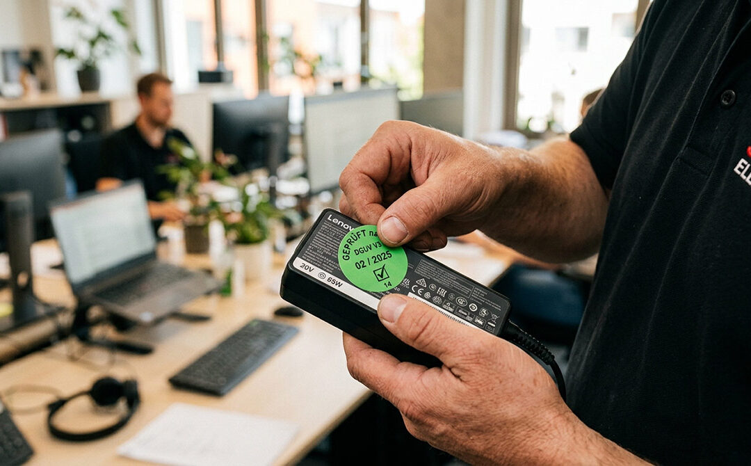Fachgerechte Prüfung ortsveränderlicher Geräte im Büro durch STEIN Elektro